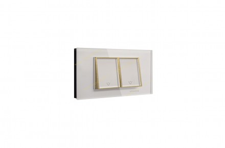 فروش ویژه کلید و پریز ویرا مدل امگا طرح شیشه سفید طلایی سفید در تجهیز ساختمان