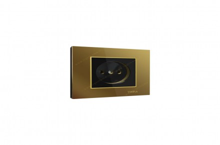 فروش ویژه کلید و پریز ویرا مدل امگا طرح شیشه طلایی طلایی مشکی در تجهیز ساختمان